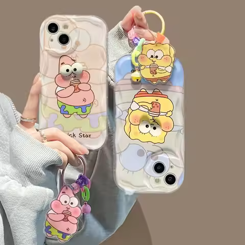 3D Eye SpongeBob Pendant Wave Soft Phone Case for Xiaomi Redmi 13C 12C 9A 9C 9T 10C Note 12S 12 Plus