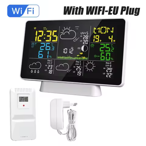Tuya WiFi Smart Weather Station Temperature and Humidity Meter Time Calibration Moon Phase Atmospher