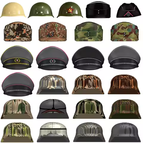 WW2 Military Accessories Building Blocks German Military Officer Helmets Hat Army Soldiers Figures C