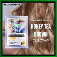 Honey Tea Brown hair color / Glow Wish Keratin Hair Color Cellowax 3in1 Shampoo Conditioner Hair Dye