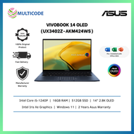 Asus Laptop ZenBook 14 OLED UX3402Z-AKM424WS 14'' 2.8K Ponder Blue ( i5-1240P, 16GB, 512GB SSD, Intel, W11, HS )