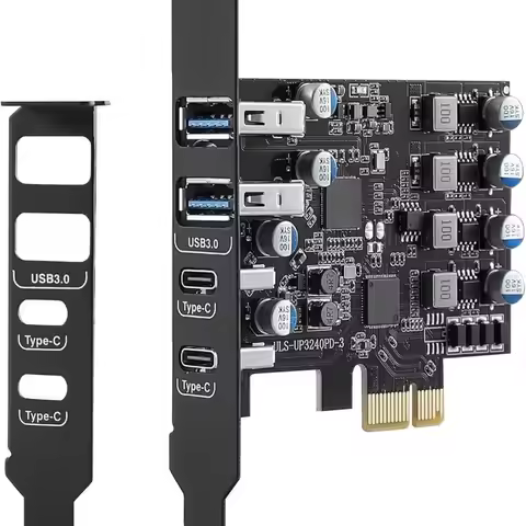 Ss-4 Ports USB PCIE Card Pcie USB 3.0 Expansion Card 2 X USB A and 2 X Type C with Low Profile Brack