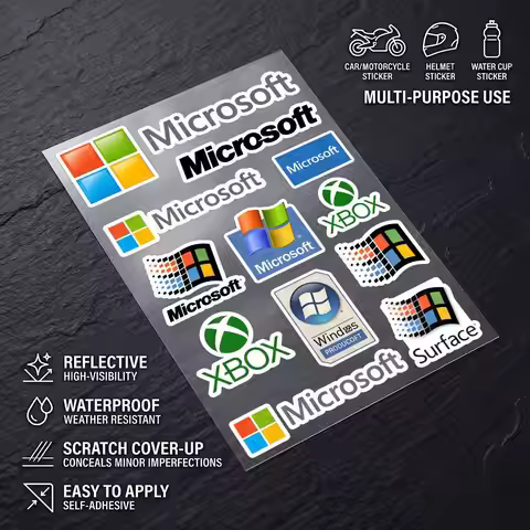 M-Microsoft-t Multi Scene Waterproof Reflective Scratch Cover Stickers Fit Auto Motorcycle Helmet Re