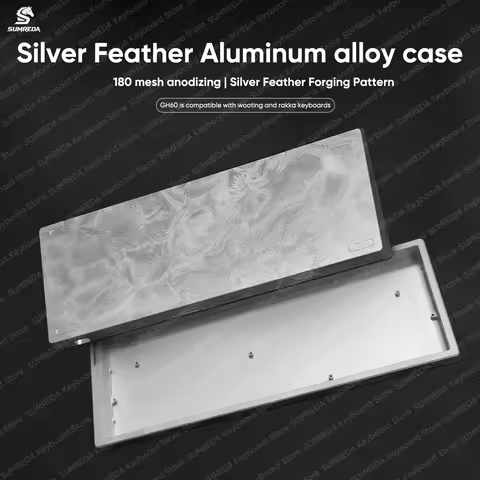 GH60 Wooting 60HE Silver Feather Aluminum Keyboard Case Shell 60% Layouts For Mad 60he RAKKA Win60he