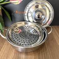 (2in1) Bộ Bếp Cồn INOX / Nồi Lẩu + VĨ HẤP- INOX dày. Combo bộ bếp cồn nồi lẩu dê hấp tía tô cá hấp