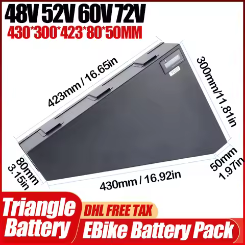 60v72v 3000w Triangle Electric Bicycle battery 36v 48v 52v ebike 30ah 40ah 50ah 60ah chamrider 1000w
