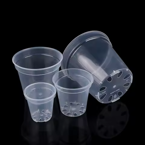 Home Garden Round Planter Pot Orchid Nursery Container Planter Container Transparent Orchid Containe