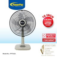 PowerPac 16 inch Portable Fan, Desk fan, Table Fan with Oscillation (PPTF626)