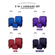 ABS quality travel luggage 3in1 or 2in1 24inch+20inch+12inch(14inch) plain beg bagasi