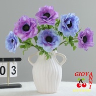 GIOVANNI Silk Anemone Flowers, Plastic Handmade Artificial Anemone, Floral Accessories Realistic Lif