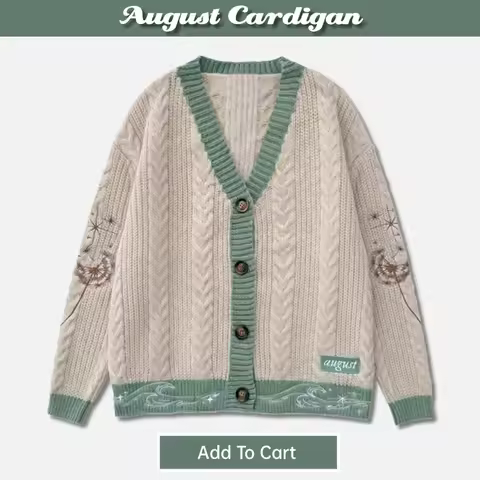 S-3XL August Cardigans for Womens Exquisite Dandelion Embroidery Knitted Cardigan 2026 Autumn Winter