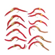 San Juan Worm Trout Fly Assortment Power Bead Worms 1 Dozen Wet Nymph Fly Fishing Flies - Hook Size