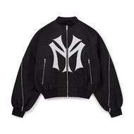 แจ็คเก็ต MA-1 Bomber แบบมีซิป Mowalola แจ็คเก็ตสไตล์เมือง MY City สำหรับผู้ชาย แขนยาว ปกกลม สไตล์เรี