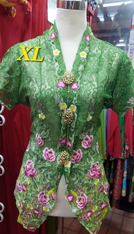 Kebaya Lace Sulam Full Glitters/Authentic Kebaya SHORT SLEEVES Baba Nyonya Lace with BUTTONS(Free La