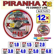 PE KENZI PIRANHA X12 100M MULTI COLOR braided line x12
