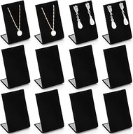 RattanView 12 Pieces Black Velvet Earring Display for Vendors Necklace Display Black Velvet Necklace