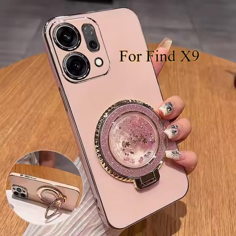 For OPPO Find X9 Pro Case Quicksand Holder Plating Silicone Case for Oppo Find X 9 X9pro Electroplat
