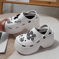 [9cm] COD Hole Shoes Ladies Thick-Soled Heightened Heel Outer Wear Baotou Slippers Fashion diy Cute 