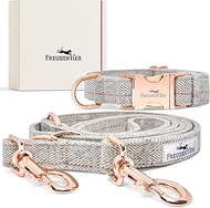 FREUDENTIER® Dog Collar and 3-Way Adjustable Lead (2 m) in Elegant Set, Elegant Gift Box, Easy to Cl