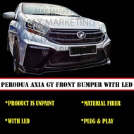 PERODUA AXIA FRONT BUMPER WITH LED (GT) 2017-2021 FIBER SKIRT LIP BODYKIT