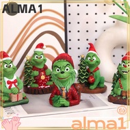 ALMA Grinch Statue, Crafts Merry Christmas Grinch Figure, Resin Scene Model Christmas Ornament