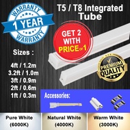 💥T5/T8 LED Tube Integrated | T8 Glass Tube 4ft/3.2ft/3ft/2ft/1ft * 2 YEAR WARRANTY *