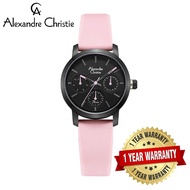 [Official Warranty] Alexandre Christie 2A22BFRIPBALK Women's Black Dial Silicone Strap Watch