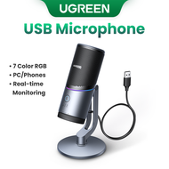 UGREEN USB Desktop Microphone ANS 36dB Stream Record Real-time Monitor Micro RGB for Livestream PC P