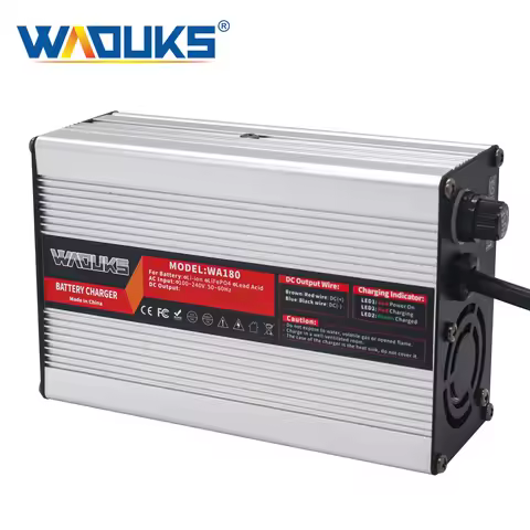 WAOUKS 24V 5A Charger Usd For 27.6V Lead Acid AGM GEL VRLA OPZV Battery With Cooling Fan