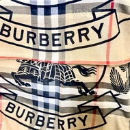 BURBERRY  經典格紋戰馬騎士圖徽羊毛混絲輕盈圍巾 220*70