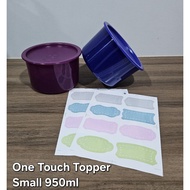 Tupperware One Touch Topper Small 950ml (2)With stickers 
L 15.1cm(L) x  14.9cm(W) x 9.1cm(H)

Retail Price $25.00