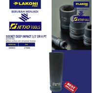 Jetjo Tools 500835 Long Impact Socket Deep Impact Socket 1/2" Dr6Pt Size 27Mm