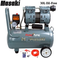 (1) MT Masaki ปั้มลม OIL FREE 30 ลิตร ปั้มลมเก็บเสียง ปั้มลมออยฟรี เสียงเงีบย 1500W 2HP ปั้มลมไฟฟ้า 