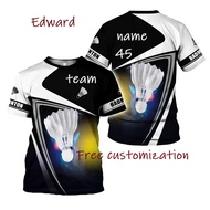 （Free custom name numbers） Latest Badminton Men's Women's Clothing Fashion Antibacterial Jersey