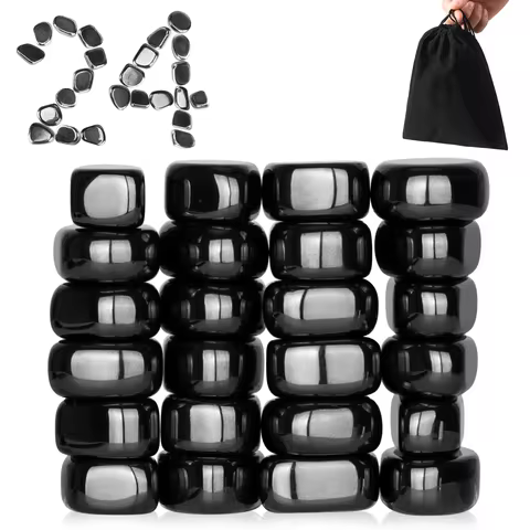 24Pcs Black Magnetic Stones Fridge Magnets Locker Kitchen Teacher Researcher Gift Set Science Kit Ch