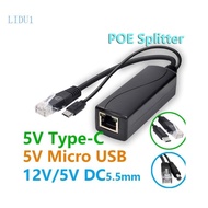 LIDU1 POE Ethernet Power Over Splitter 48V to 5V USB Type C 5 5x2 1 3 5x1 35