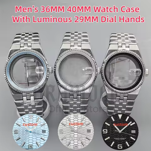 Gramock 36MM 40MM Land-Dweller Men's Silver Watch Case Strap For NH35 36 Movement Sapphire Glass 29M