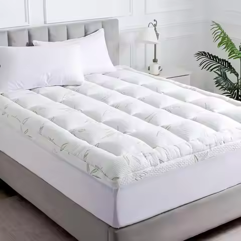 Queen Mattress Topper with Bamboo Viscose, Soft Pillow Top for 8-21 Inch Beds, Cooling and Supportiv