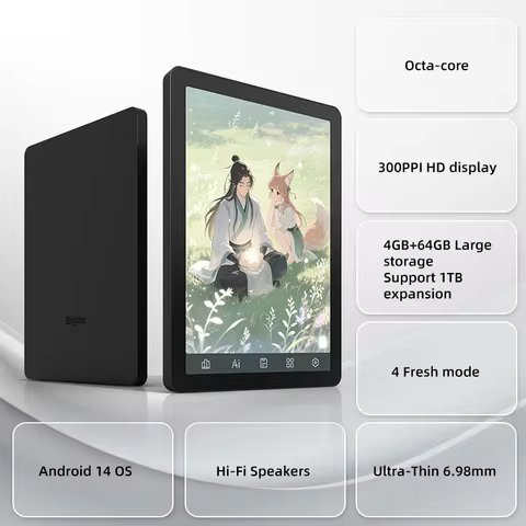 Bigme B6 E-reader, 6'' Portable E-paper Ebook Reader, 300PPI 36-level Front Light Electronic Book, A