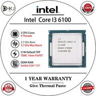 Used Intel Core i3 6100 3.7GHz 3M Cache Dual-Core 51W CPU Processor SR2HG LGA 1151