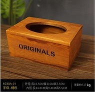 文記 - 復古木質商用抽紙盒子餐巾紙盒（烤色字母）#M144044060