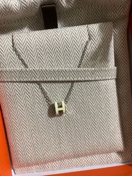 Hermes mini pop H necklace 淺黃x銀鏈
