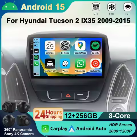 Android 15 2K QLED Wireless For Hyundai Tucson 2 LM IX35 2009-2015 Car Radio Multimedia Stereo CarPl