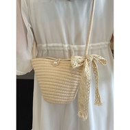 新款包%包包女2025森系百搭斜挎包女手工编织单肩包