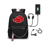 Akatsuki Itachi Sharingan กระเป๋าเป้สะพายหลังกระเป๋าหนังสือเดินทางเด็กหญิงเด็กชายกระเป๋านักเรียนเป้ล