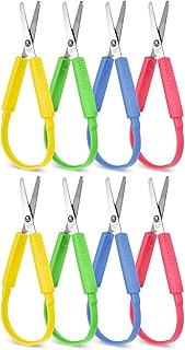 Loop Scissors, Adaptive Scissors Mini Loop Scissors Self-Opening Kid Safety Scissors Colorful Spring
