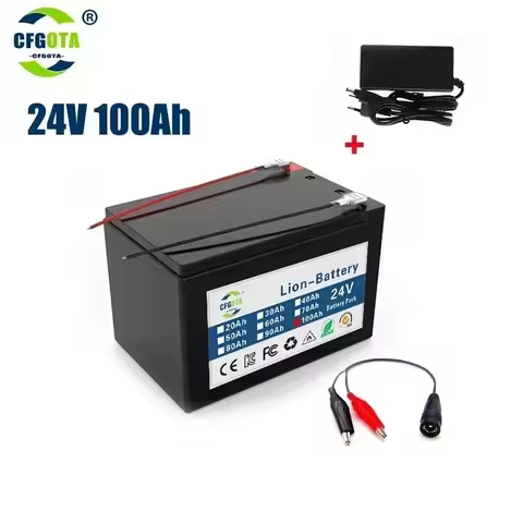High Capacity 6S4P 24V 100Ah 18650 Battery Pack Lithium Ion Battery 25.2V 100000mAh Bicycle Moped Po