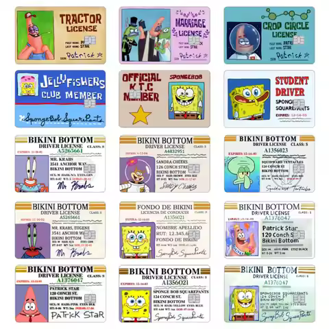 Cartoon Spongebob Driver License Credit Card Skin Patrick Star Matte Stickers Credit Card Bank Card 