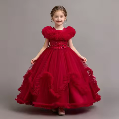 Flower Girl Graduation Ceremony Art Photo Dress Suspender Embroidered Children's Communion Dress Pri