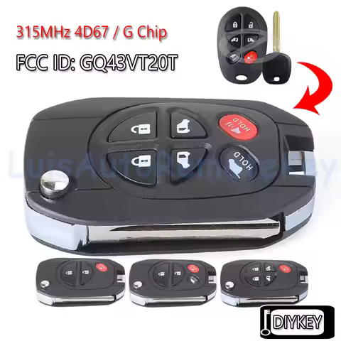 3 4 5 6 Buttons Modified Flip Remote Key Fob 315MHz 4D67 G Chip for Toyota Sienna Highlander Sequoia